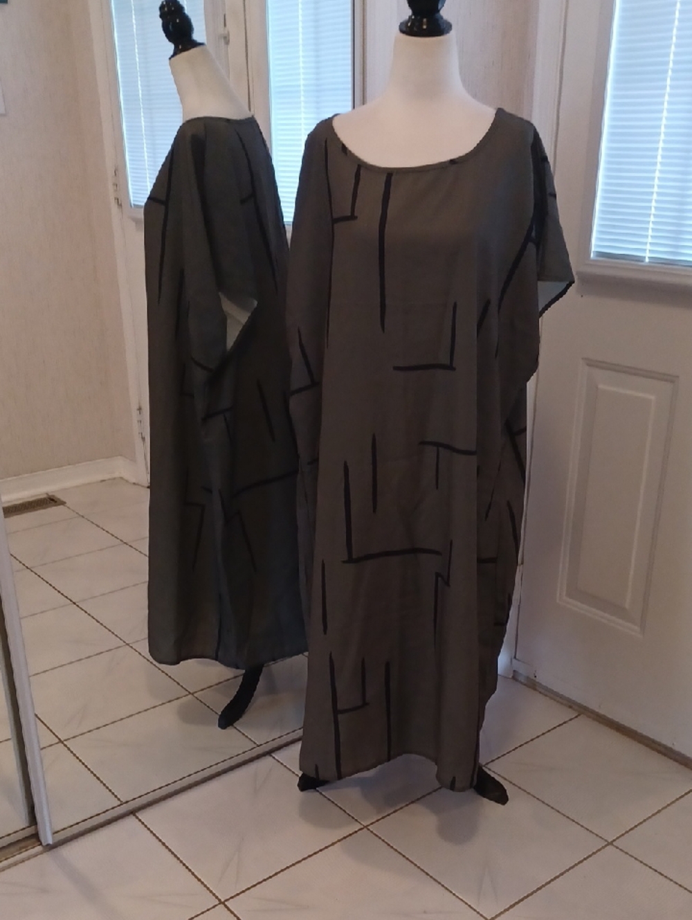 2/$50 New Olive Green Dress with Black Lines - Size 5XL (US 22)